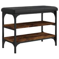 Schoenenbank 62x32x47 cm bewerkt hout gerookt eikenkleurig - thumbnail