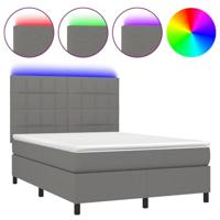 Boxspring met matras en LED stof donkergrijs 140x190 cm - thumbnail