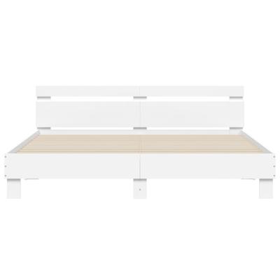 Bedframe met hoofdeinde bewerkt hout wit 200x200 cm