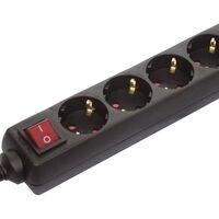 Schwabe Stekkerdoos zwart 5 x randaarde met schakelaar 1,4m kabel - thumbnail