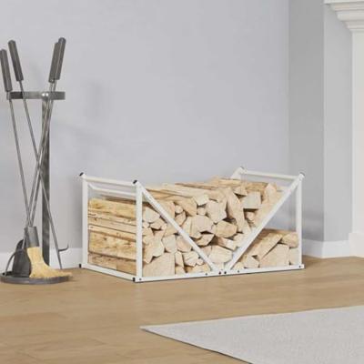 VidaXL Brandhoutrek 70x43x34,5 cm koudgewalst staal wit VidaXL Brandhoutrek 70x43x34,5 cm koudgewalst staal wit