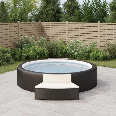 Spa-bankjes met kussens 2 st poly rattan zwart Spa-bankjes met kussens 2 st poly rattan zwart