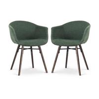 Nolon Nena-Otis eetkamerstoel donkergroen - walnoot houten onderstel - - thumbnail