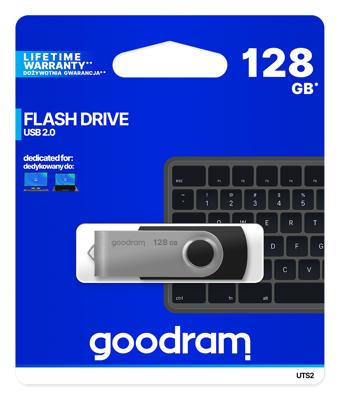 Goodram UTS2-1280K0R11 USB flash drive 128 GB USB Type-A 2.0 Zwart, Zilver