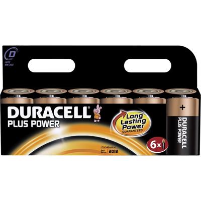 Duracell Plus Power Alkalinebatterijen, type D, 6 stuks