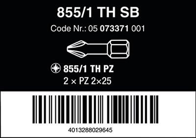 Wera 855/1 TH Bits Pozidriv, PZ 2 x 25 mm - 1 stuk(s) - 05073371001