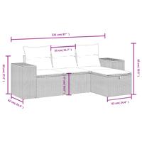 4-delige Loungeset met kussens poly rattan bruin - thumbnail