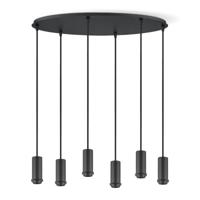 Metaal kroonluchter - Industrie hanglamp - Zwart - Met 6 pcs lampvoeten - Ontworpen voor Eetkamer en Slaapkamer - 60 x 22 x 137.5cm - set met E27 Lamphouder - voor Lampenkap met Doorsnede max 15cm - Gloeilamp Niet Inbegrepen - thumbnail