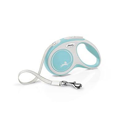 Flexi Nieuw Comfort Tape Grijs & Lichtblauw Klein 5m Intrekbare Hondenriem/Lood voor honden tot 15kgs/33lbs
