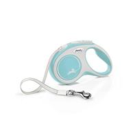 Flexi Nieuw Comfort Tape Grijs & Lichtblauw Klein 5m Intrekbare Hondenriem/Lood voor honden tot 15kgs/33lbs - thumbnail