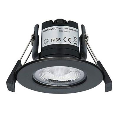 Nola LED inbouwspot - Lage inbouwdiepte (49mm) - 5 Watt 480 lumen - 2700K warm wit - Dimbaar - Rond - IP65 waterdicht voor binnen, buiten en badkamer - Zwart