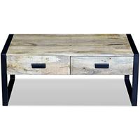 Salontafel met 2 lades 100x60x40 cm massief mangohout - thumbnail