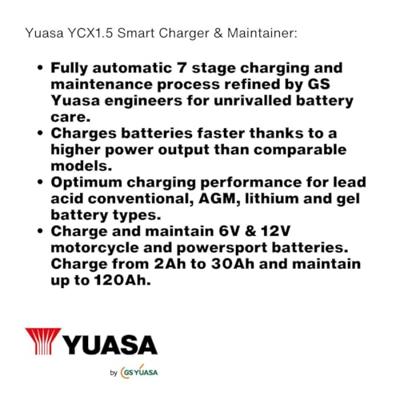 Yuasa YCX1.5 Loodaccu-lader 6 V, 12 V Laadstroom (max.) 1.5 A