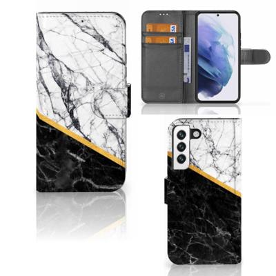 Samsung Galaxy S22 | Bookcase | Marmer Wit Zwart - Origineel Cadeau Man