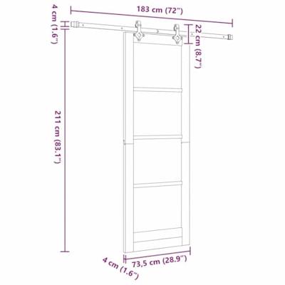 Slidingdeur met Hardware Set 'ORKDAL'Wit Massief Hout & Glas