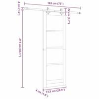 Slidingdeur met Hardware Set 'ORKDAL'Wit Massief Hout & Glas - thumbnail