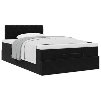 Ottoman bed met matras 120x200cm fluweel zwart