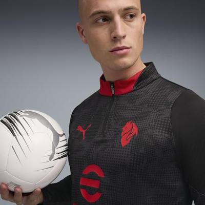PUMA AC Milan Trainingstrui 1/4-Zip 2025-2026 Zwart Rood PUMA AC Milan Trainingstrui 1/4-Zip 2025-2026 Zwart Rood