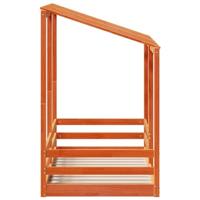 Kinderbed met bedhuis 80x160 cm massief grenenhout wasbruin - thumbnail