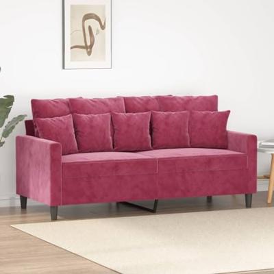 Tweezitsbank 140 cm fluweel wijnrood