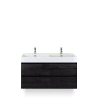 Maxx XL Badmeubelset 120 cm - Black Oak - Wastafel Kube Dubbel 2 kraangaten - thumbnail