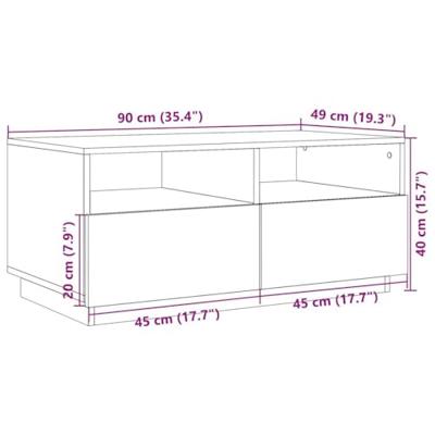 Salontafel met LED-verlichting 90x49x40 cm wit