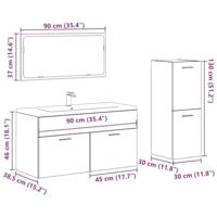 3-delige Badkamermeubelset bewerkt hout oud houtkleurig - thumbnail