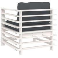 Tuinstoelen met kussens 2 st massief grenenhout wit - thumbnail