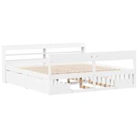Bedframe zonder matras massief grenenhout wit 200x200 cm - thumbnail