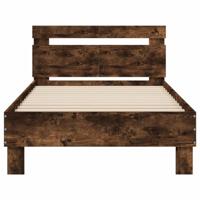 Bedframe met hoofdbord en LED gerookt eikenkleur 100x200 cm - thumbnail
