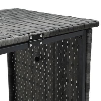 Tuinbank met tafel en kussens L-vormig poly rattan grijs