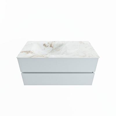 MONDIAZ VICA-DLUX 100cm badmeubel onderkast Clay 2 lades. Inbouw wastafel CLOUD links 1 kraangat, kleur Frappe. MONDIAZ VICA-DLUX 100cm badmeubel onderkast Clay 2 lades. Inbouw wastafel CLOUD links 1 kraangat, kleur Frappe.