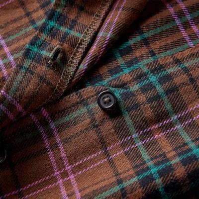 Kinderjurk met lange mouwen geruit patroon 128 cognackleurig