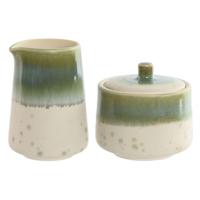 Melk- en Suikerpot Home ESPRIT Wit Groen Porselein 250 ml 9 X 9 X 8,4 cm 2 Onderdelen - thumbnail