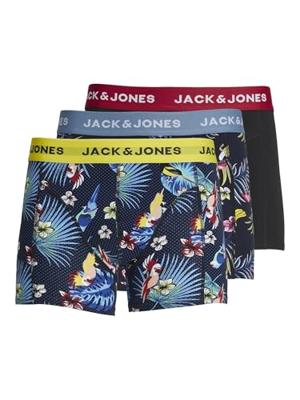 Jack - Jones Jacflower Bird Trunks 3 Pack Noos Boxershorts Surf The Web Black - Black