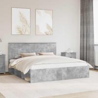 Bedframe met hoofdeinde Beton 180 x 200 cm Massief grenenhout - thumbnail