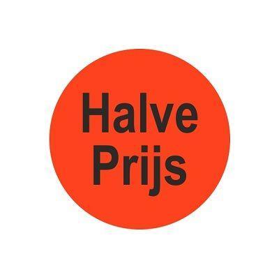 Etiket fluor rood 35mm Halve Prijs 500r