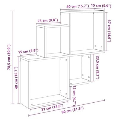 Wandschap 80x15x78,5 cm bewerkt hout oud houtkleurig