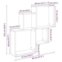 Wandschap 80x15x78,5 cm bewerkt hout oud houtkleurig - thumbnail
