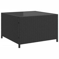 Tuinbank met tafel en kussens L-vormig poly rattan zwart - thumbnail