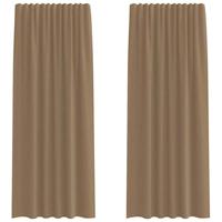 Gordijnen voile met roedezakken 2 st lichtbruin - thumbnail
