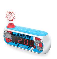 Muse M-167 KDB Kinderwekker met digitale FM-radio en sterrenprojectie (2 wektijden, display met dimmer, AUX-In) blauw/wit met grappige stripmotieven - thumbnail