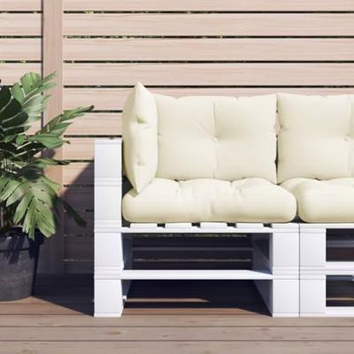 VidaXL Palletkussens 3 st stof crèmekleurig