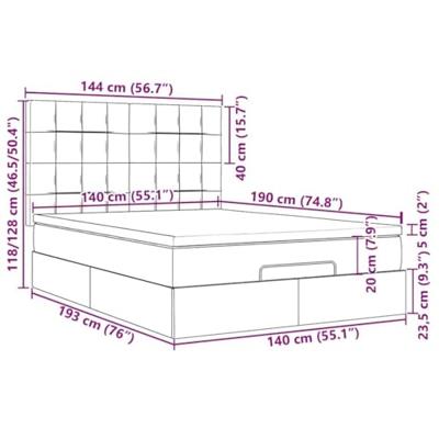 Ottoman bed met matras en LED's 140x190cm stof zwart