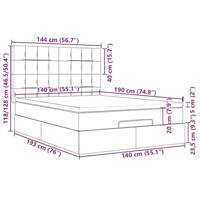 Ottoman bed met matras en LED's 140x190cm stof zwart - thumbnail