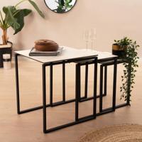 Bendt Bijzettafel 'Lone' Keramiek, Set van 3 stuks, kleur Wit - thumbnail