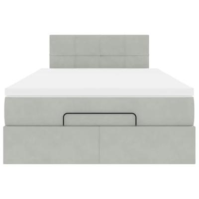 Ottoman bed met matras 120x200 cm fluweel lichtgrijs