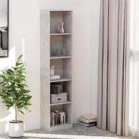 Boekenkast met 5 schappen 40x24x175 cm bewerkt hout betongrijs - thumbnail