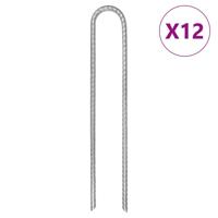 VidaXL Tentharingen 12 st u-vormig ø7 mm 30 cm gegalvaniseerd staal - thumbnail