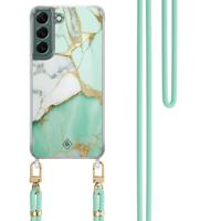 Samsung Galaxy S22 Plus hoesje met mint koord - Marmer mintgroen - thumbnail